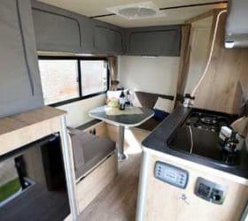 Our new off-road motorhome, the Discoverer FunXA kitchen area